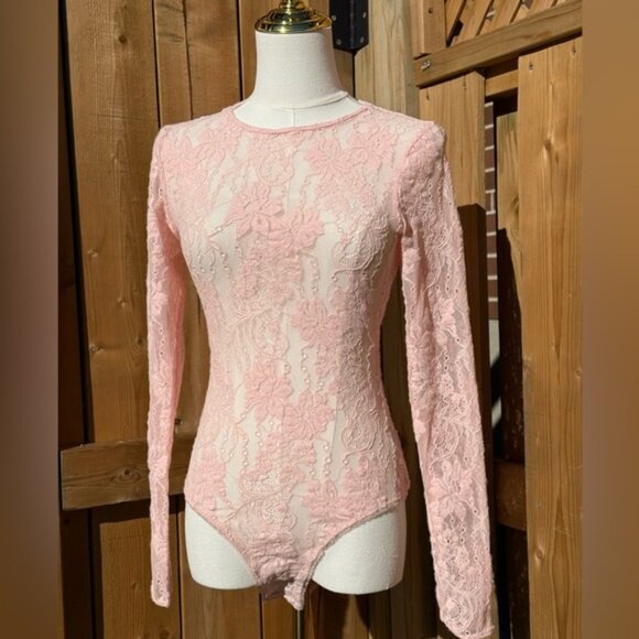 🆕 ZIMMERMANN 🧿 NWT Lace Long Sleeve Bodysuit, Blush - Sz 0 US 4 - Picture 9 of 15